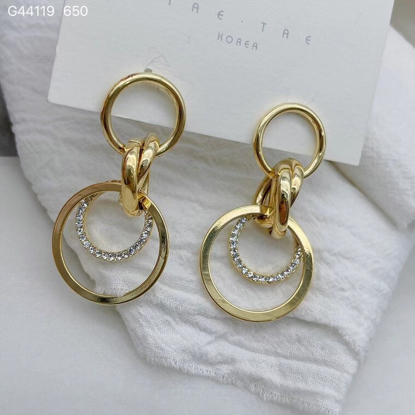 სურათი 20K Gold Plated Earrings with Swarovski Crystals, Silver Pin