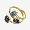 Picture of VICTORIA CRUZ Balance gold-plated Tanzanite triple crystals ring