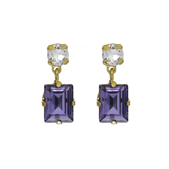 Picture of VICTORIA CRUZ Serenity gold-plated Tanzanite youandme shape short earring