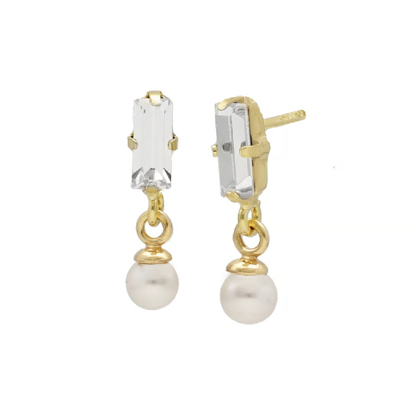 სურათი VICTORIA CRUZ Charlotte pearl crystal earrings in gold