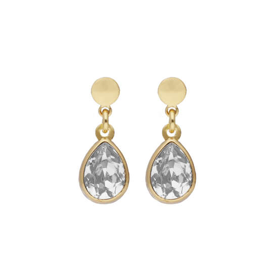 Picture of VICTORIA CRUZ Essential teardrop crystal earrings in gold