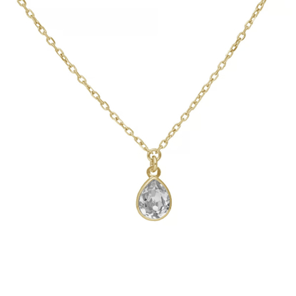 სურათი VICTORIA CRUZ Essential teardrop crystal necklace in gold