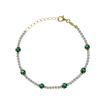 სურათი VICTORIA CRUZ Shine gold-plated row of zircons and Emerald bracelet