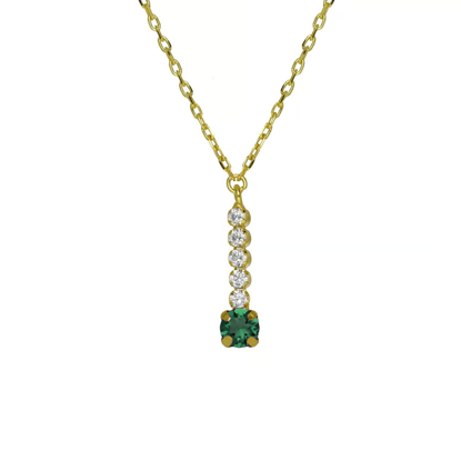 სურათი VICTORIA CRUZ Shine gold-plated row of zircons and Emerald necklace