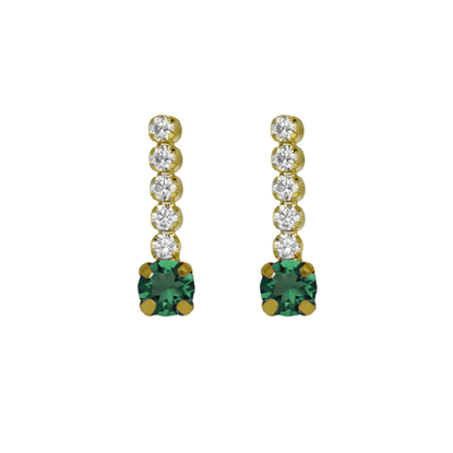 სურათი VICTORIA CRUZ Shine gold-plated row of zircons and Emerald short earrings