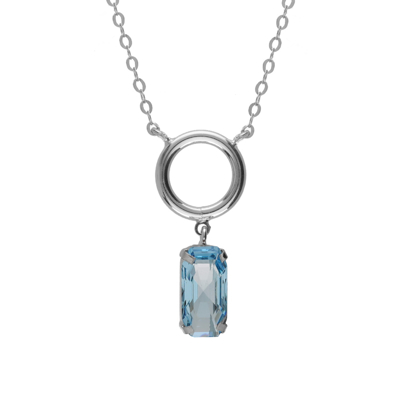 სურათი VICTORIA CRUZ Inspire rhodium-plated Aquamarine circle shape short necklace