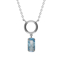 Picture of VICTORIA CRUZ Inspire rhodium-plated Aquamarine circle shape short necklace