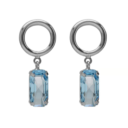 სურათი VICTORIA CRUZ Inspire sterling silver short blue rectangle and circle earrings