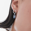 Picture of VICTORIA CRUZ Inspire sterling silver short blue rectangle and circle earrings