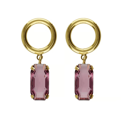 Picture of VICTORIA CRUZ Inspire gold-plated Iris circle shape short earrings