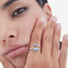 Picture of VICTORIA CRUZ Harmony rhodium-plated Sapphire open ring