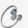 Picture of VICTORIA CRUZ Harmony rhodium-plated Sapphire open ring