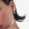 Picture of VICTORIA CRUZ Harmony rhodium-plated Sapphire ovals curved earrings