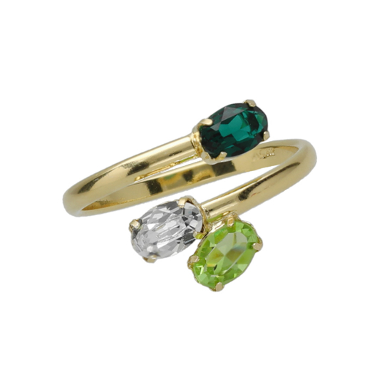 Picture of VICTORIA CRUZ Harmony gold-plated Emerald open ring