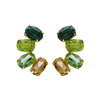 Picture of VICTORIA CRUZ Harmony gold-plated Emerald ovals curved earrings