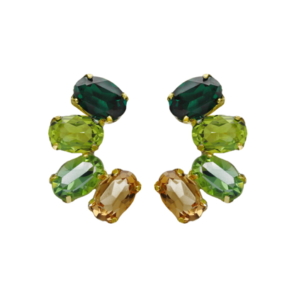 სურათი VICTORIA CRUZ Harmony gold-plated Emerald ovals curved earrings