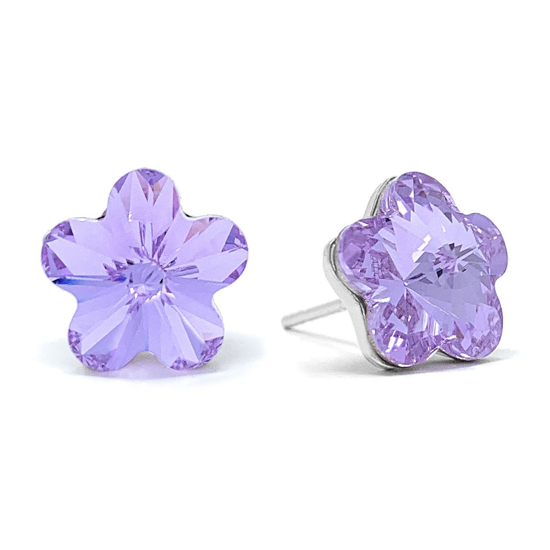 Picture of Silver 925 Earrings, Swarovski Flower Shape, Light Violet