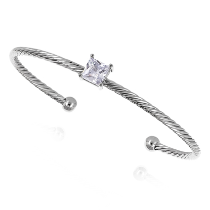 Picture of Brass Bangle with Zirconia, Rhodium