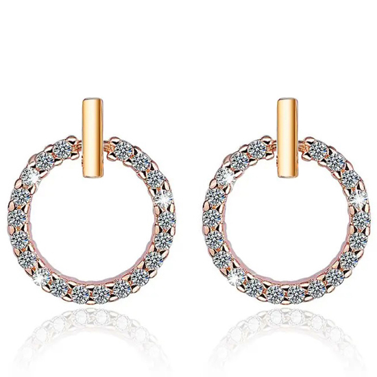 Picture of Brass Earrings with Silver Pin, Zirconia, Gold Plated