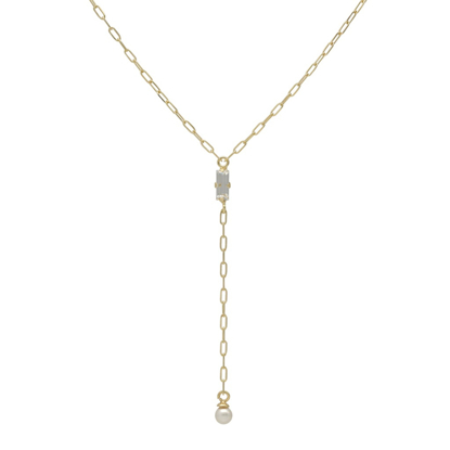 Picture of VICTORIA CRUZ Charlotte crystals necklace in gold