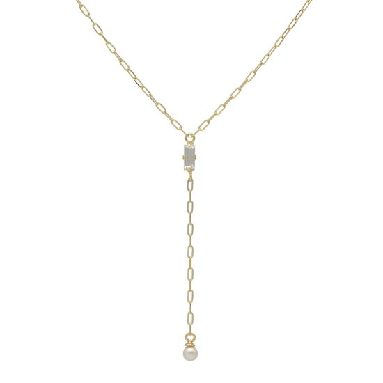 Picture of VICTORIA CRUZ Charlotte crystals necklace in gold