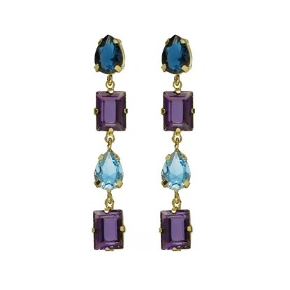 Picture of VICTORIA CRUZ Sterling Silver Long earrings cascade purple crystal from Balance